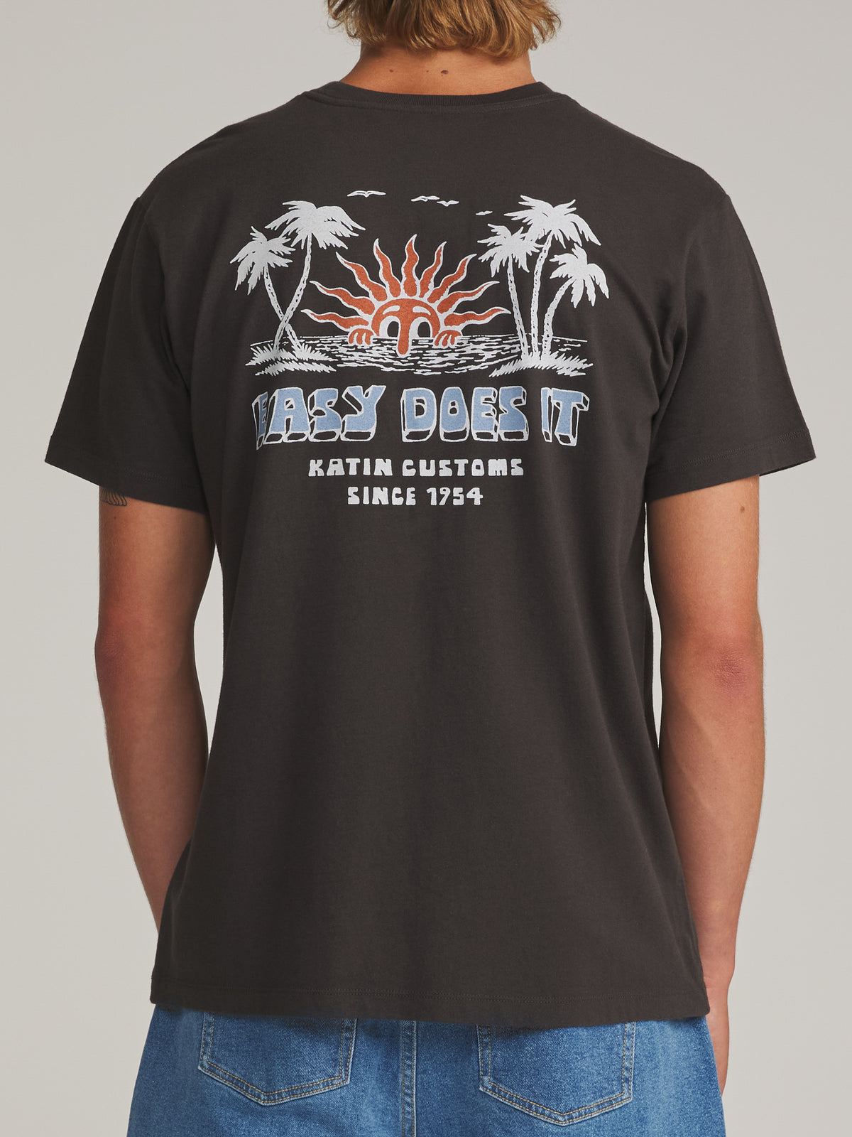 Katin Middles Tee in Black Wash - worn on model, back