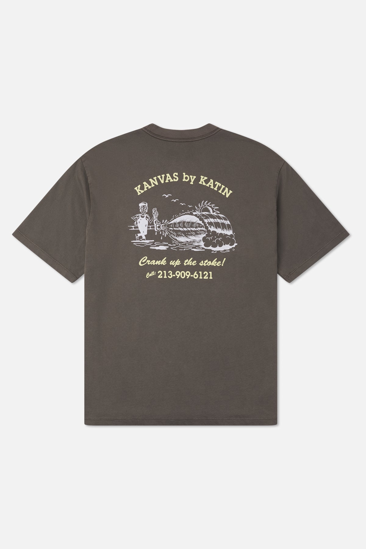Katin Pipe Box Fit Tee in Lead Vintage Wash - back view