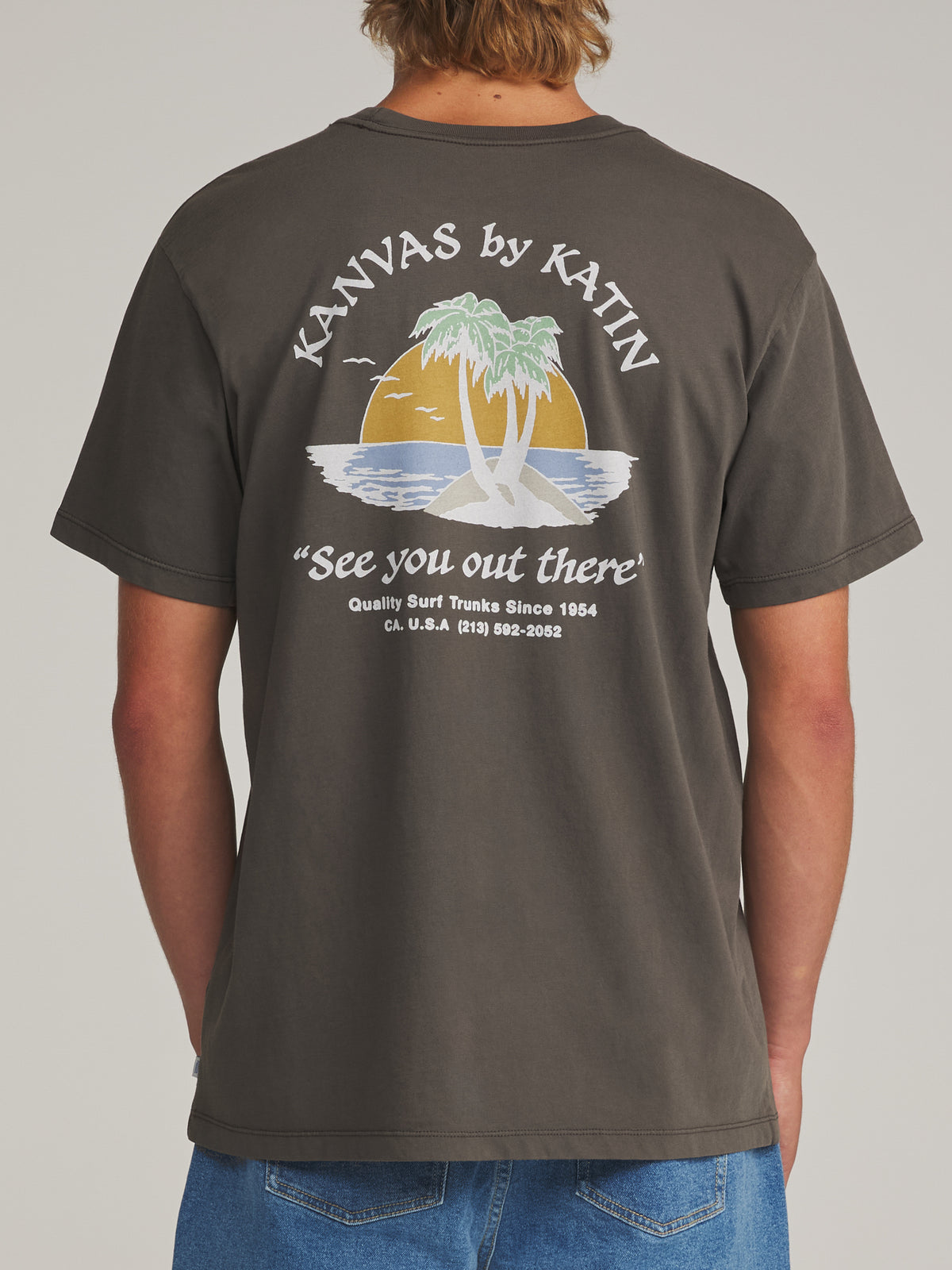 Katin Salina Tee in Lead Vintage Wash - worn on model, back
