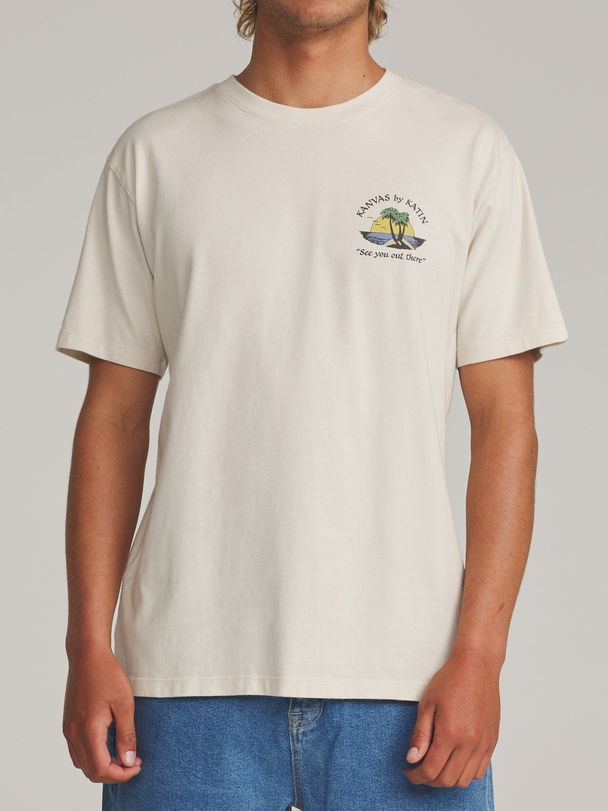Katin Salina Tee in Vintage White - worn on model, front