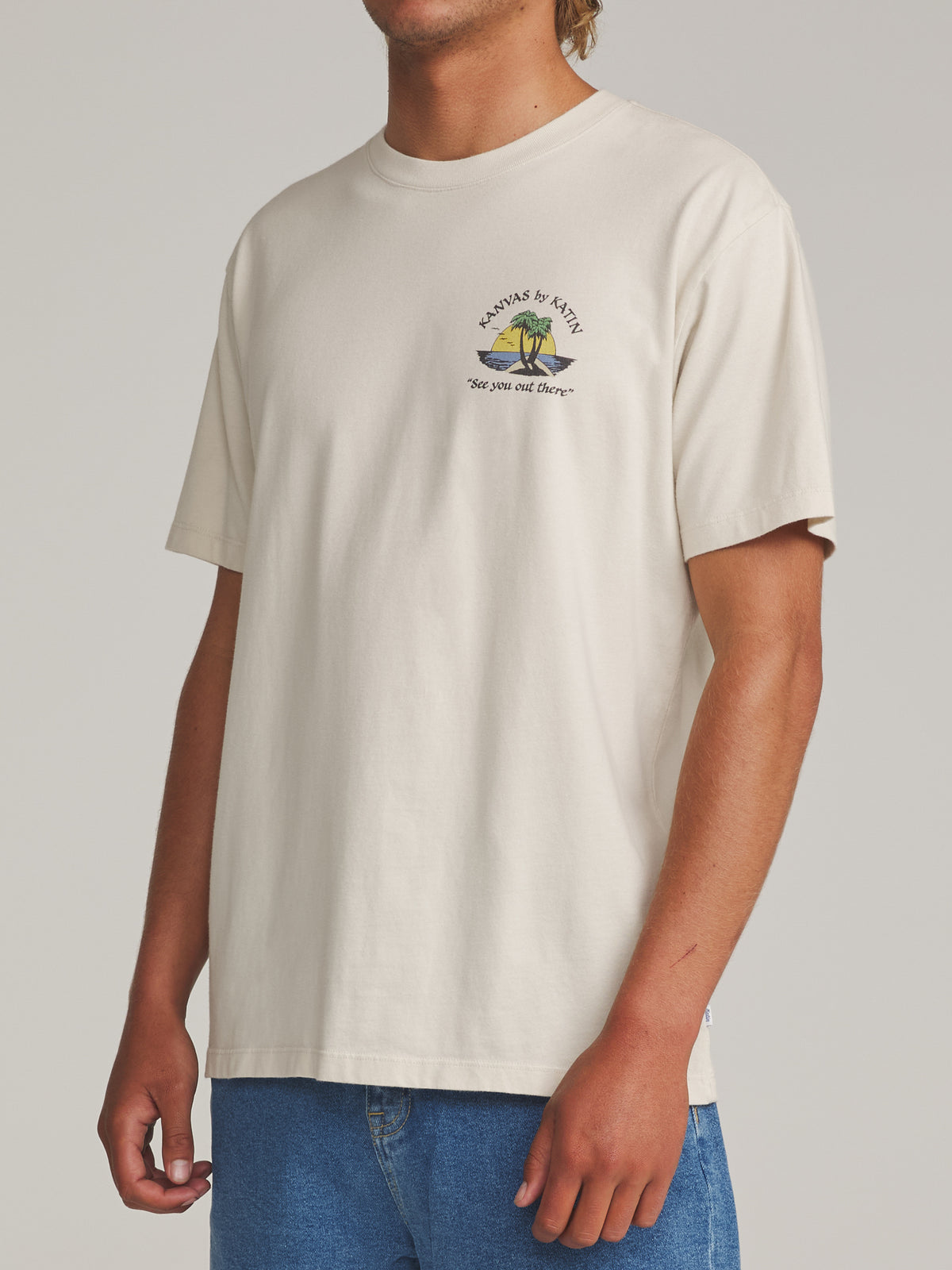 Katin Salina Tee in Vintage White - worn on model, side