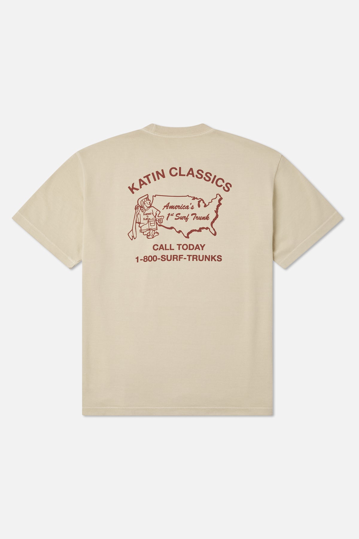 Katin States Box Fit Tee in Pelican Vintage Wash - back view