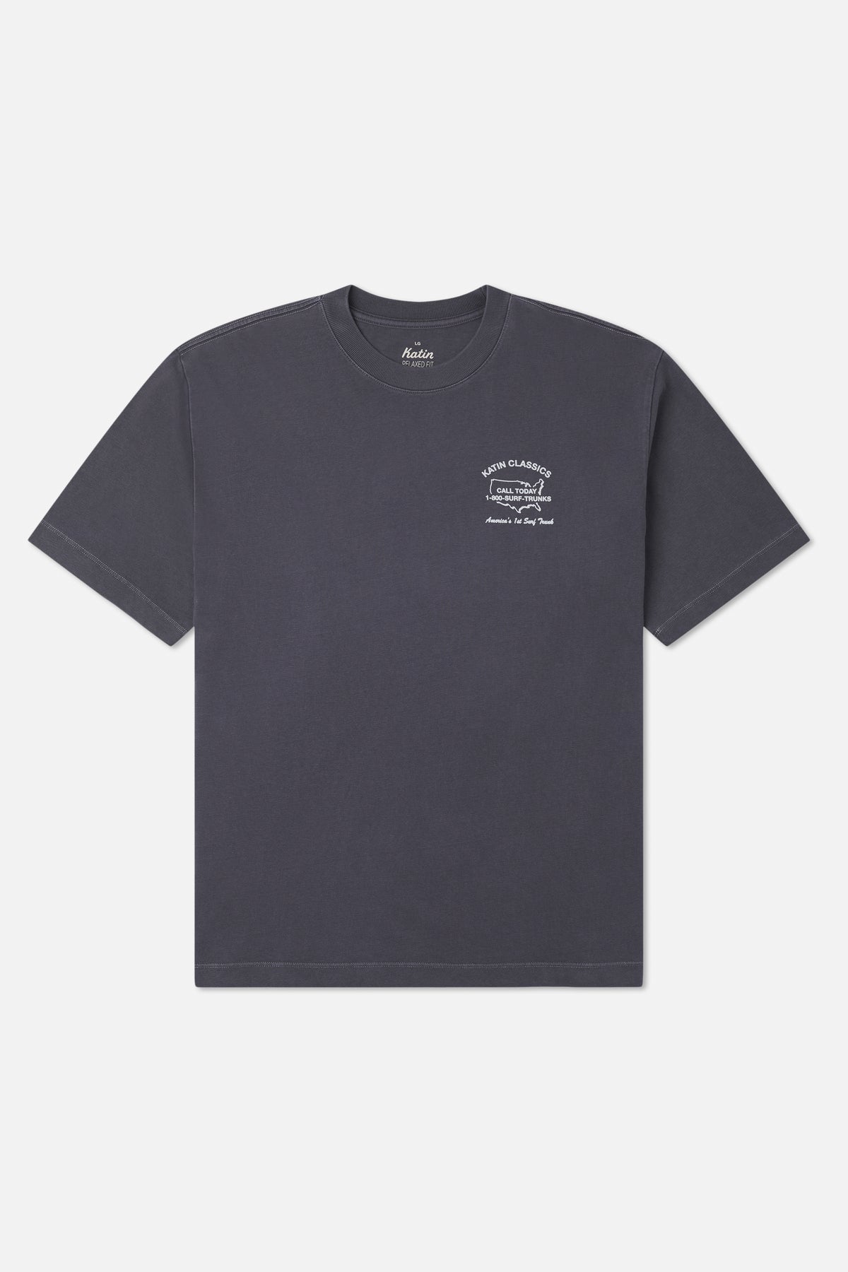 Katin States Box Fit Tee in Polar Navy Vintage Wash - front view