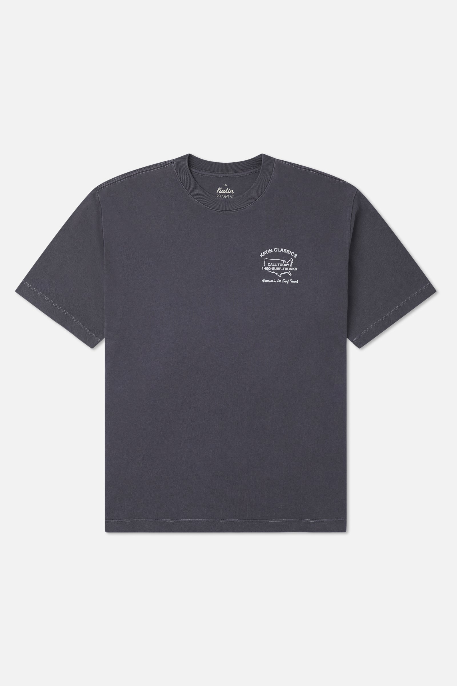 Katin States Box Fit Tee in Polar Navy Vintage Wash - front view