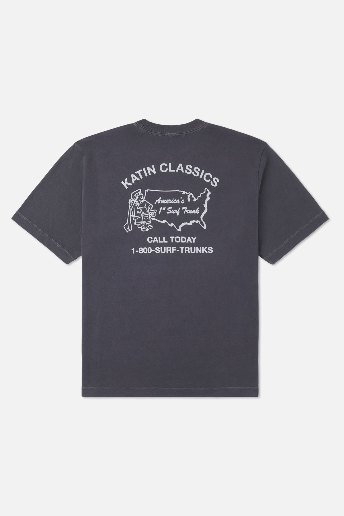Katin States Box Fit Tee in Polar Navy Vintage Wash - back view