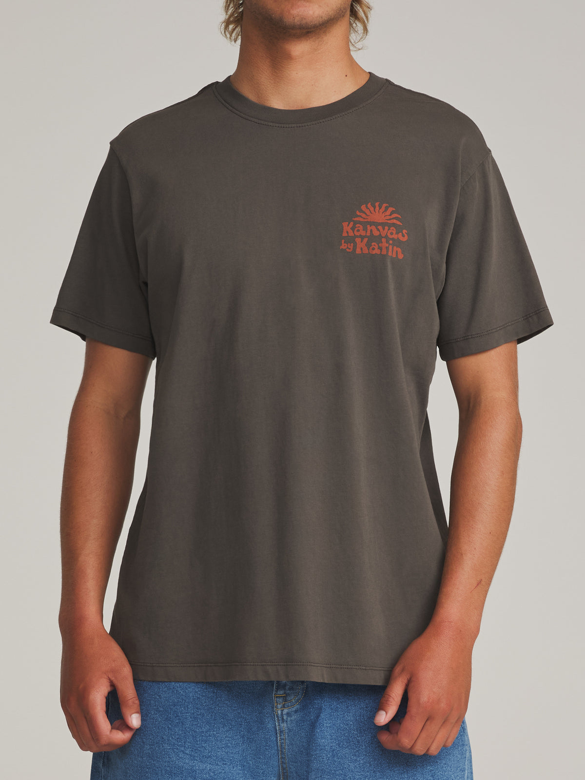 Katin Topanga Tee in Lead Vintage Wash - worn on model, front