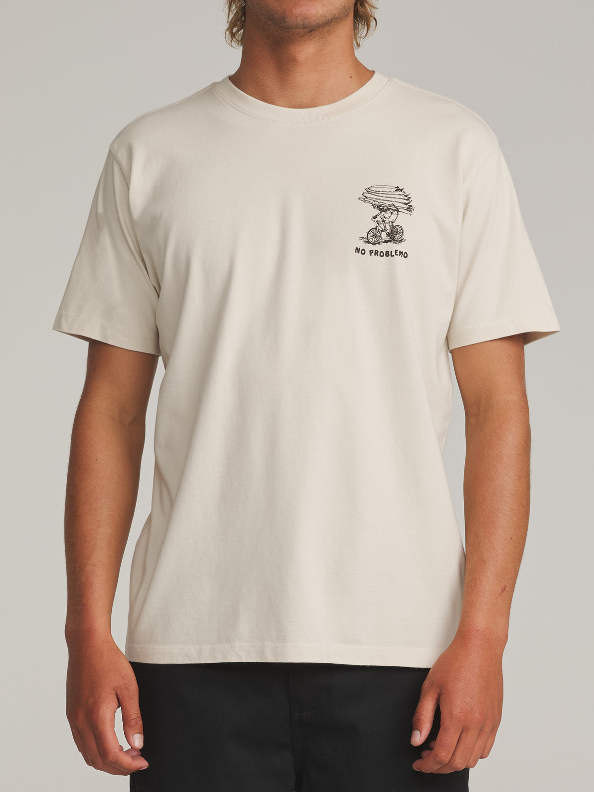 Katin Trek Tee in Vintage White - worn on model, front