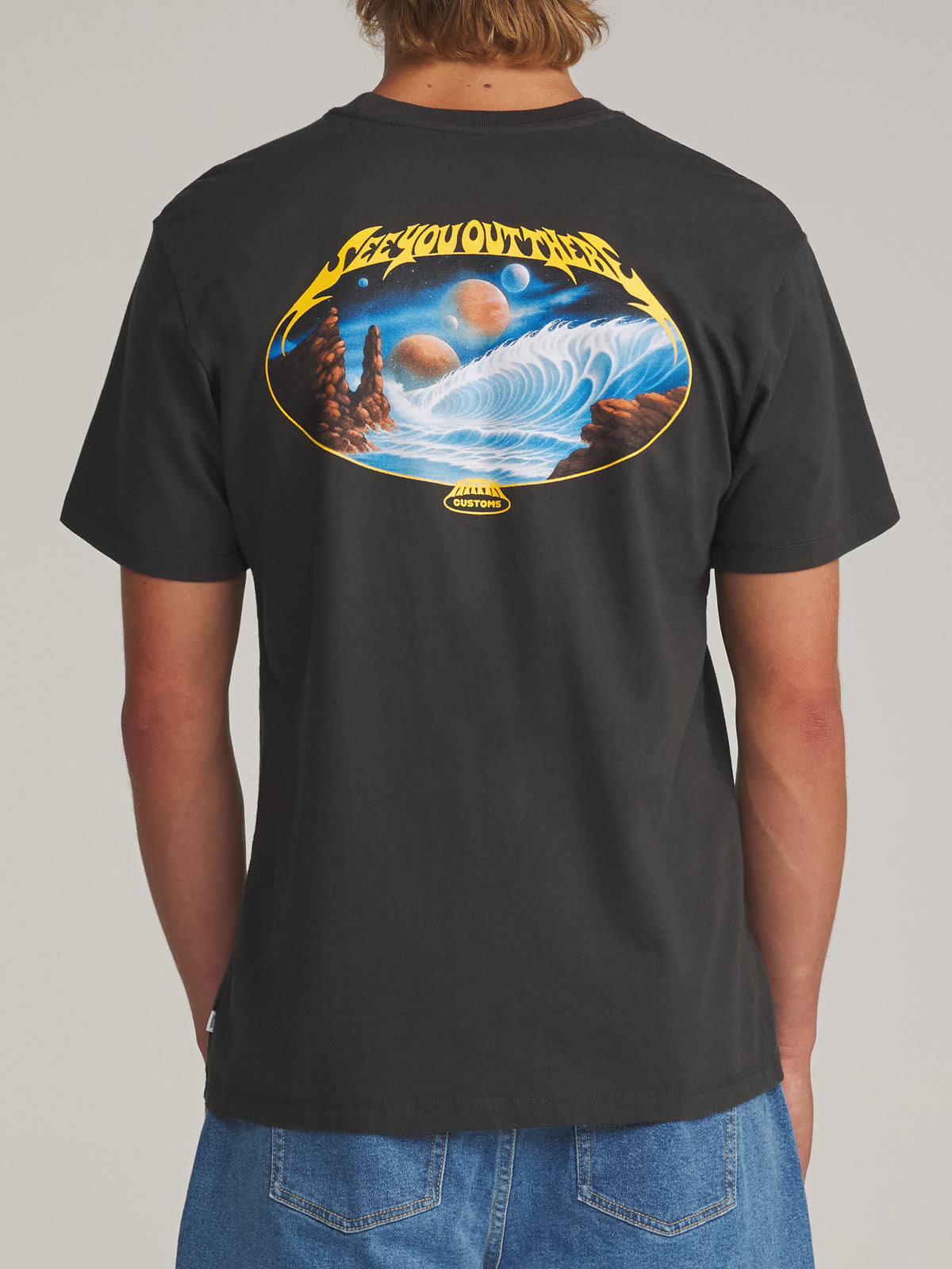 Katin Voyager Tee in Black Wash - worn on model, back