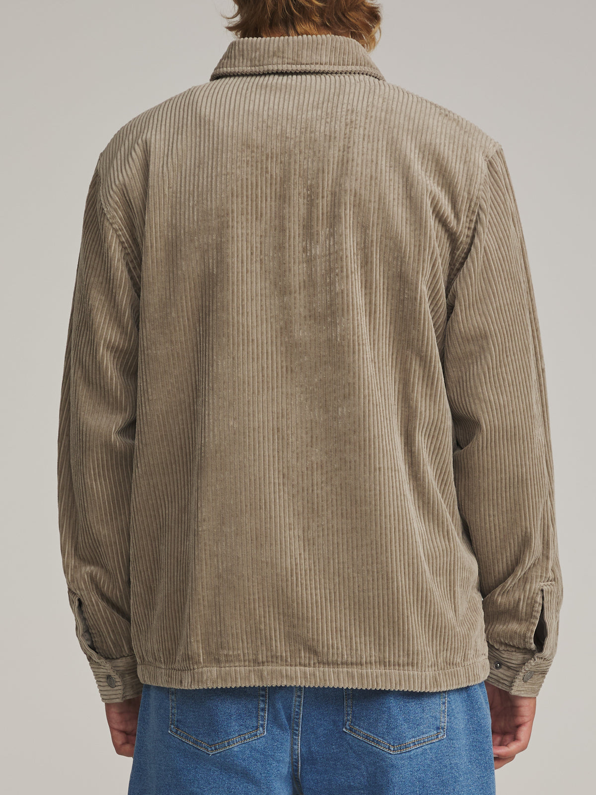 Katin Kane Jacket in Vintage Khaki - worn on model, back