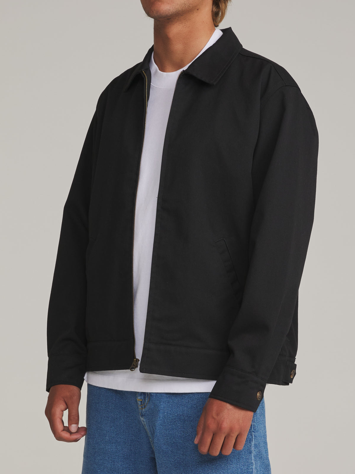 Katin Sam Jacket in Black - worn on model, side