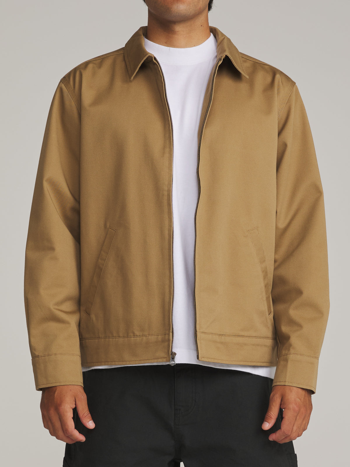 Katin Sam Jacket in Light Brown - worn on model, front