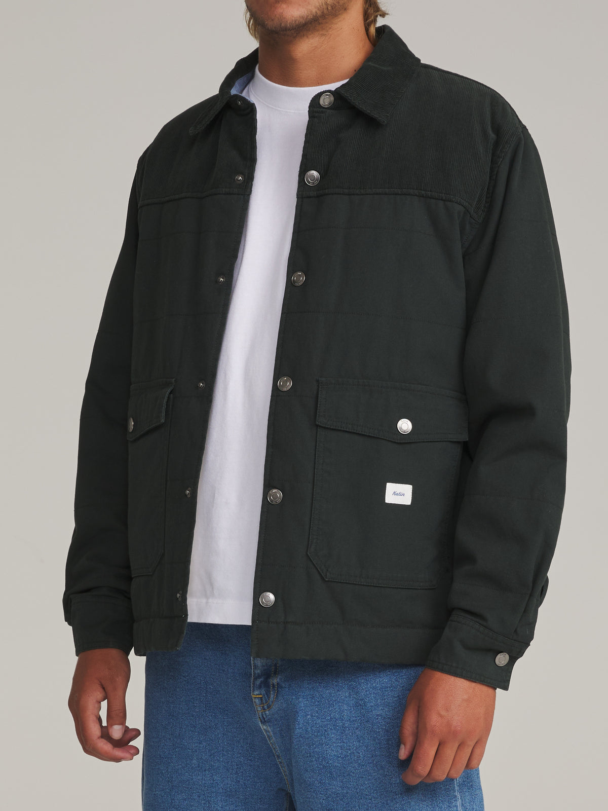 Katin Yukon Jacket in Black Wash - worn on model, side