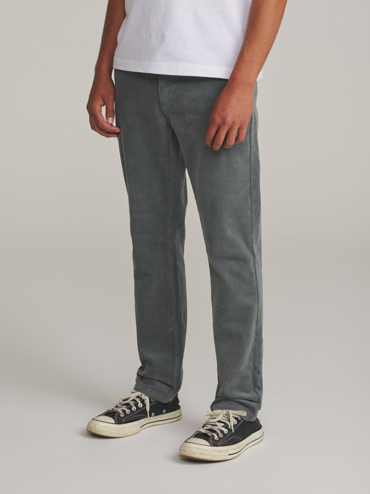 Katin Corey Corduroy Pant in Graphite - worn on model, side