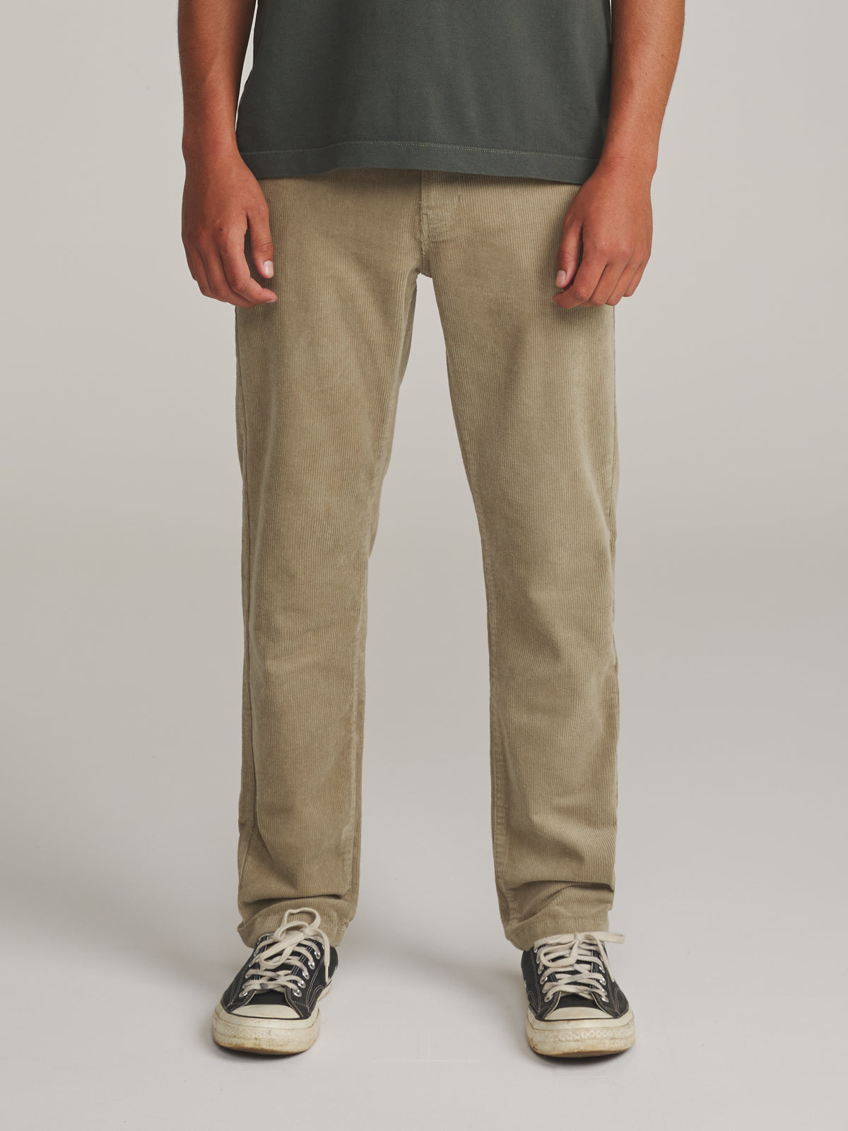 Katin Corey Corduroy Pant in Khaki - worn on model, front