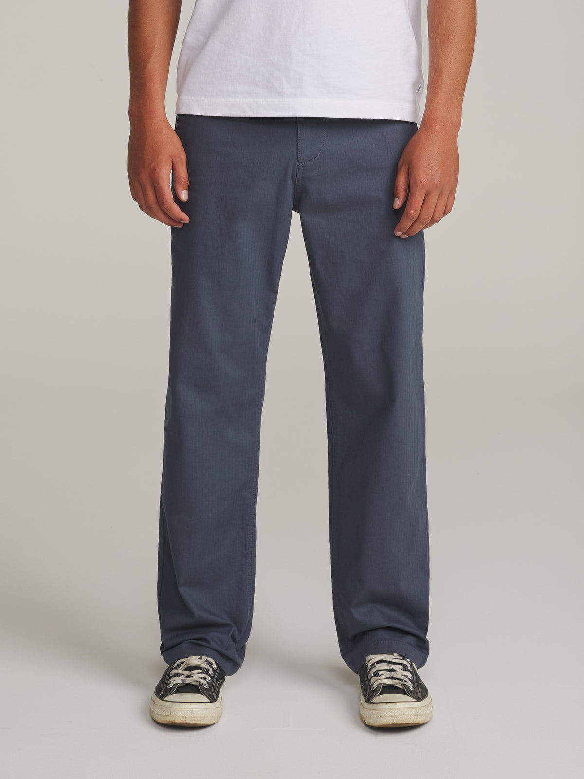 Katin Deck Pant in Washed Blue - worn on model, front