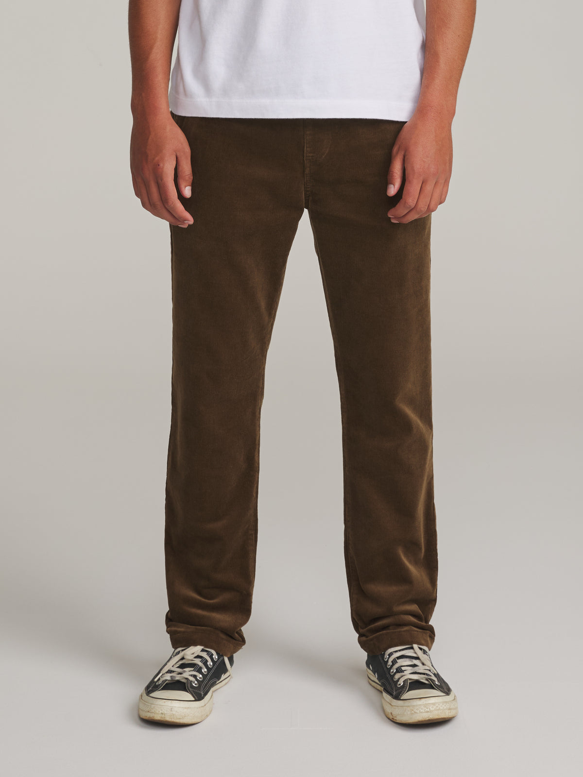 Katin Pipeline Corduroy Pant in Brown - worn on model, front