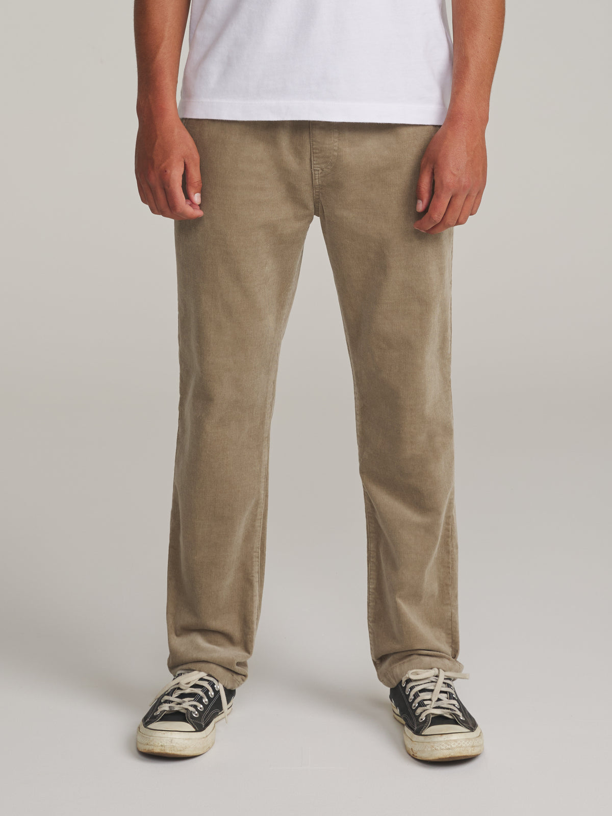 Katin Pipeline Corduroy Pant in Khaki - worn on model, front
