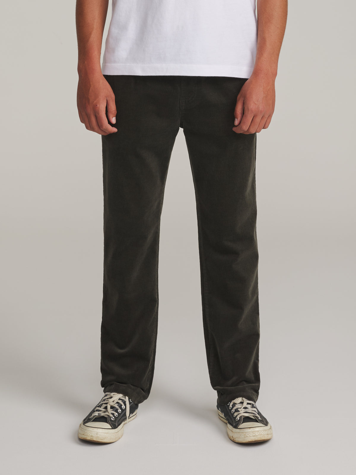 Katin Pipeline Corduroy Pant in Lead - worn on model, front