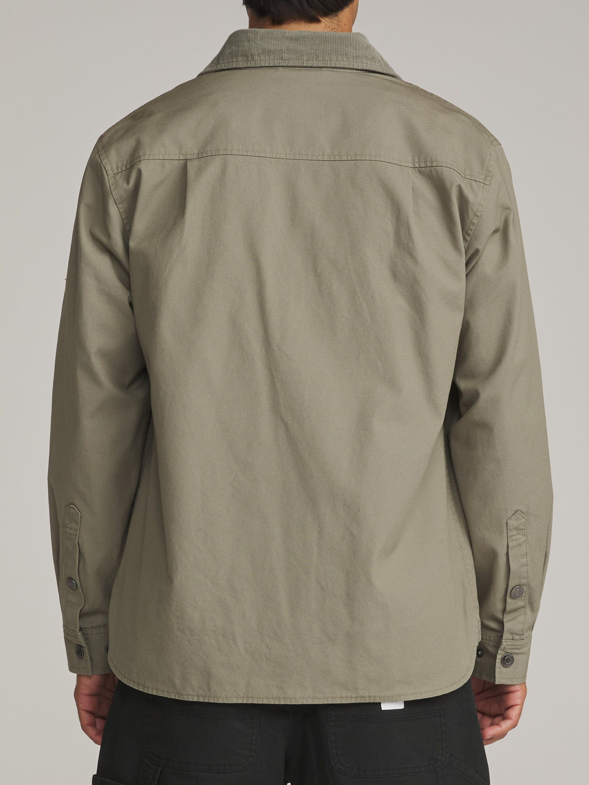 Katin Campbell Shirt Jacket in Olive - worn on model, back