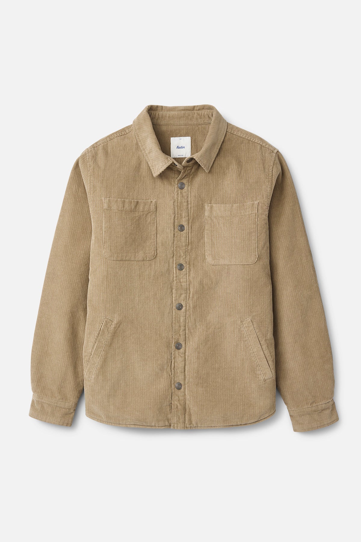 Katin Harold Corduroy Shirt Jacket in Khaki - front view