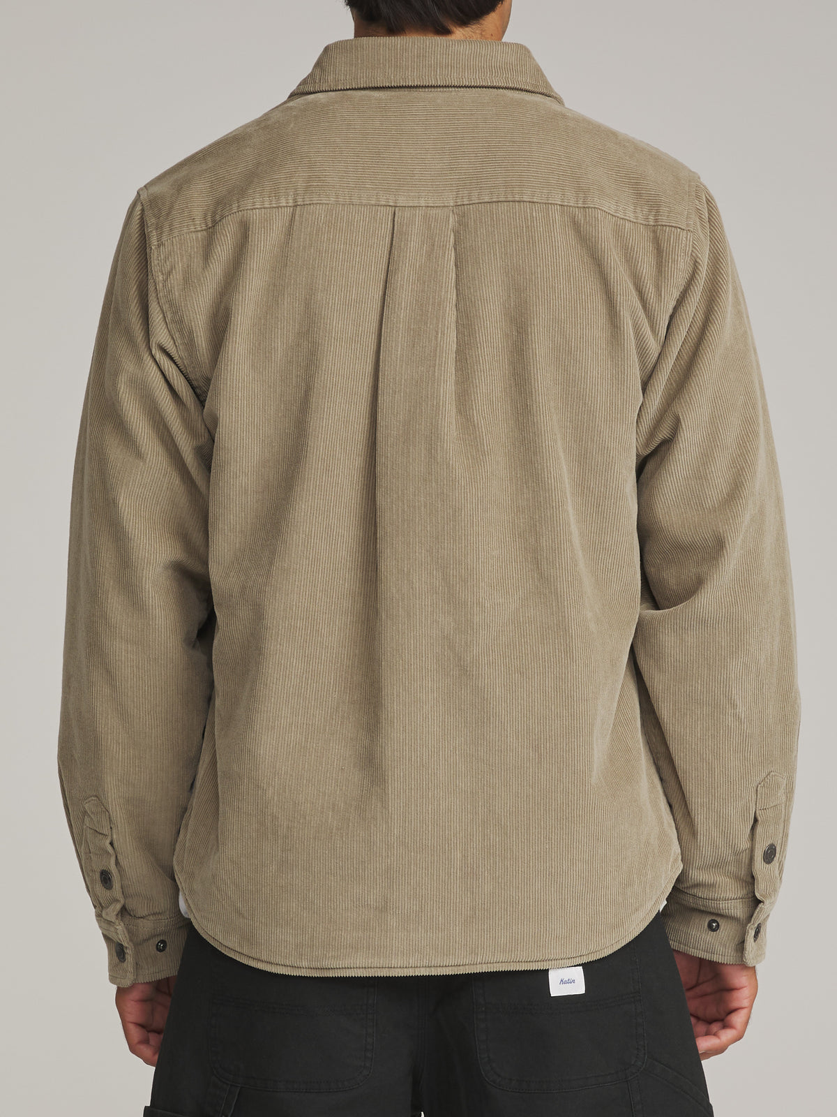 Katin Harold Corduroy Shirt Jacket in Khaki - worn on model, back