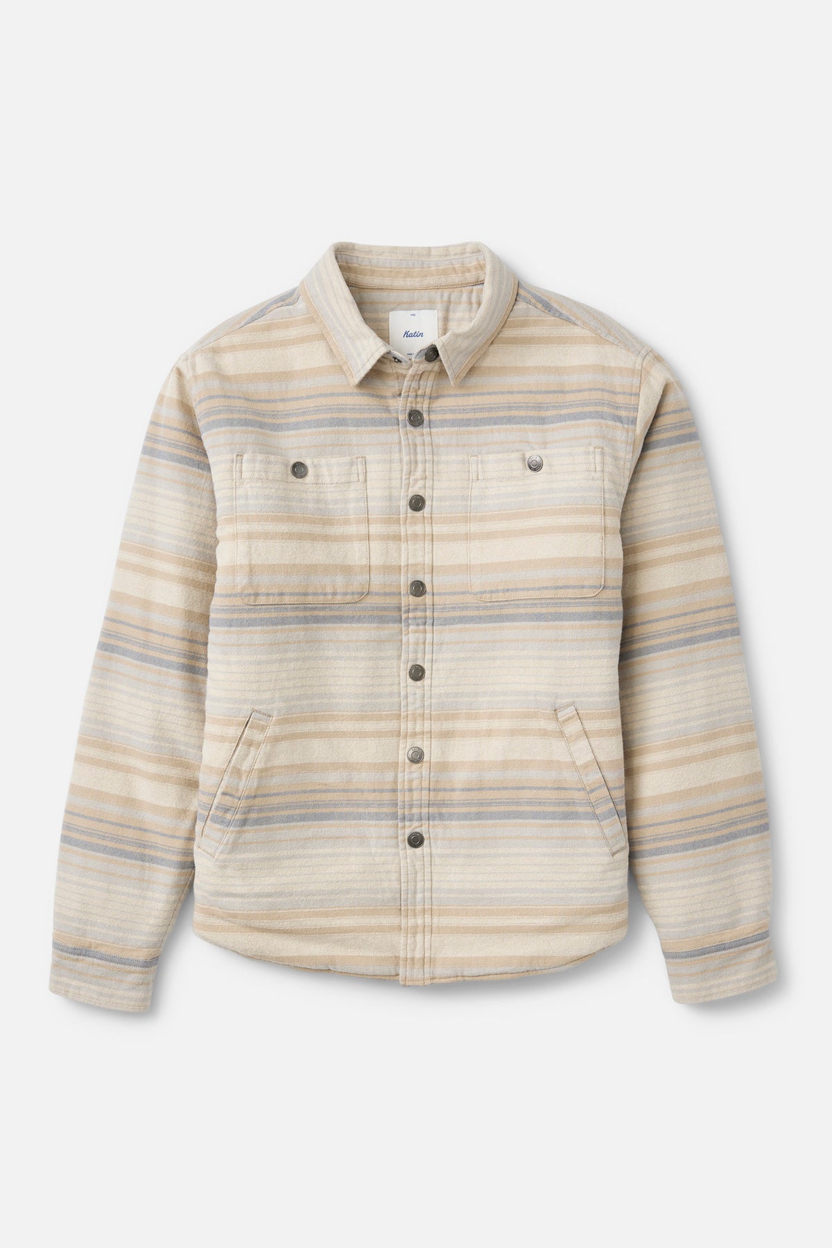 Katin Harold Stripe Shirt Jacket in Sand - front view