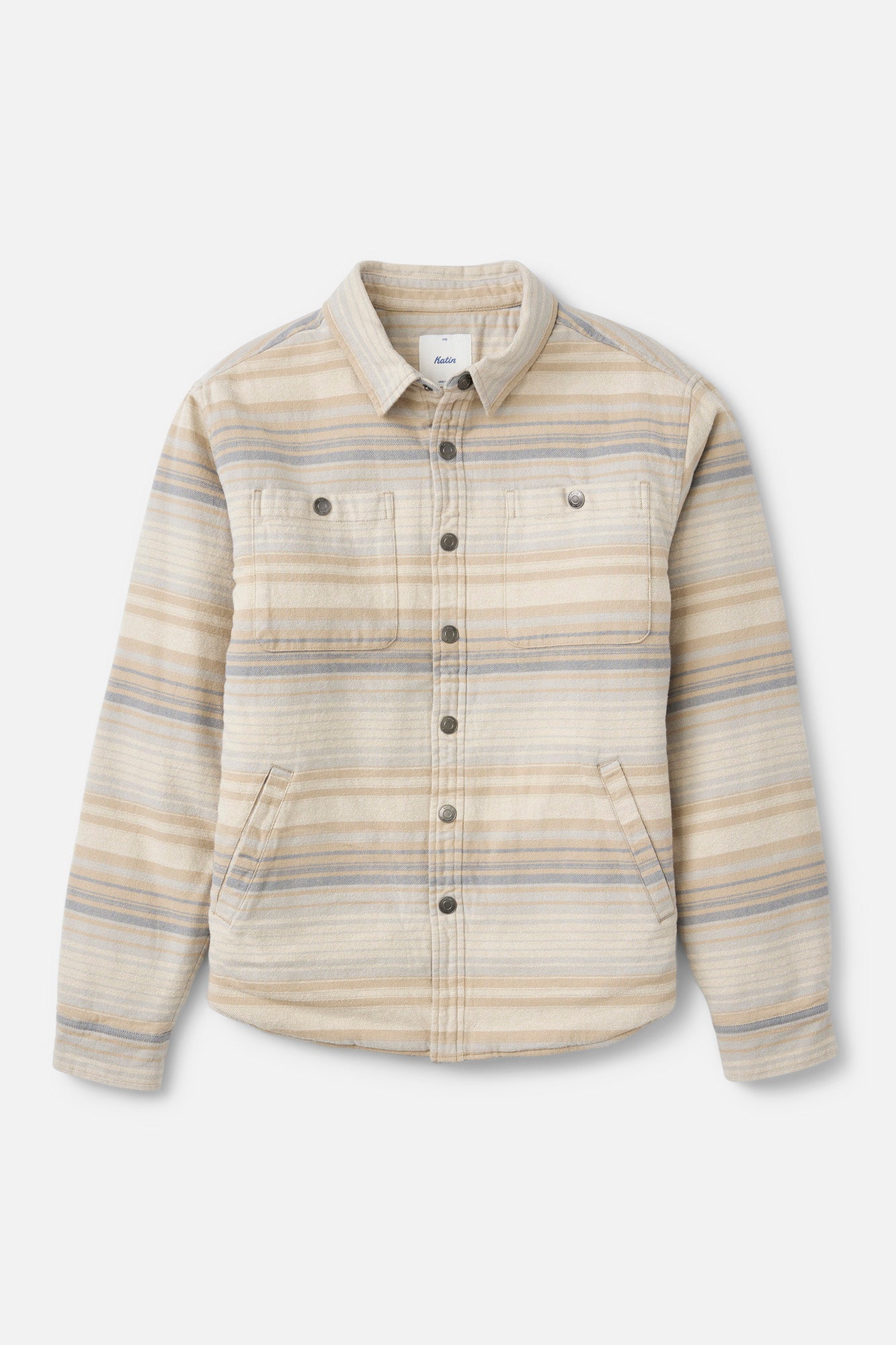Katin Harold Stripe Shirt Jacket in Sand - front view