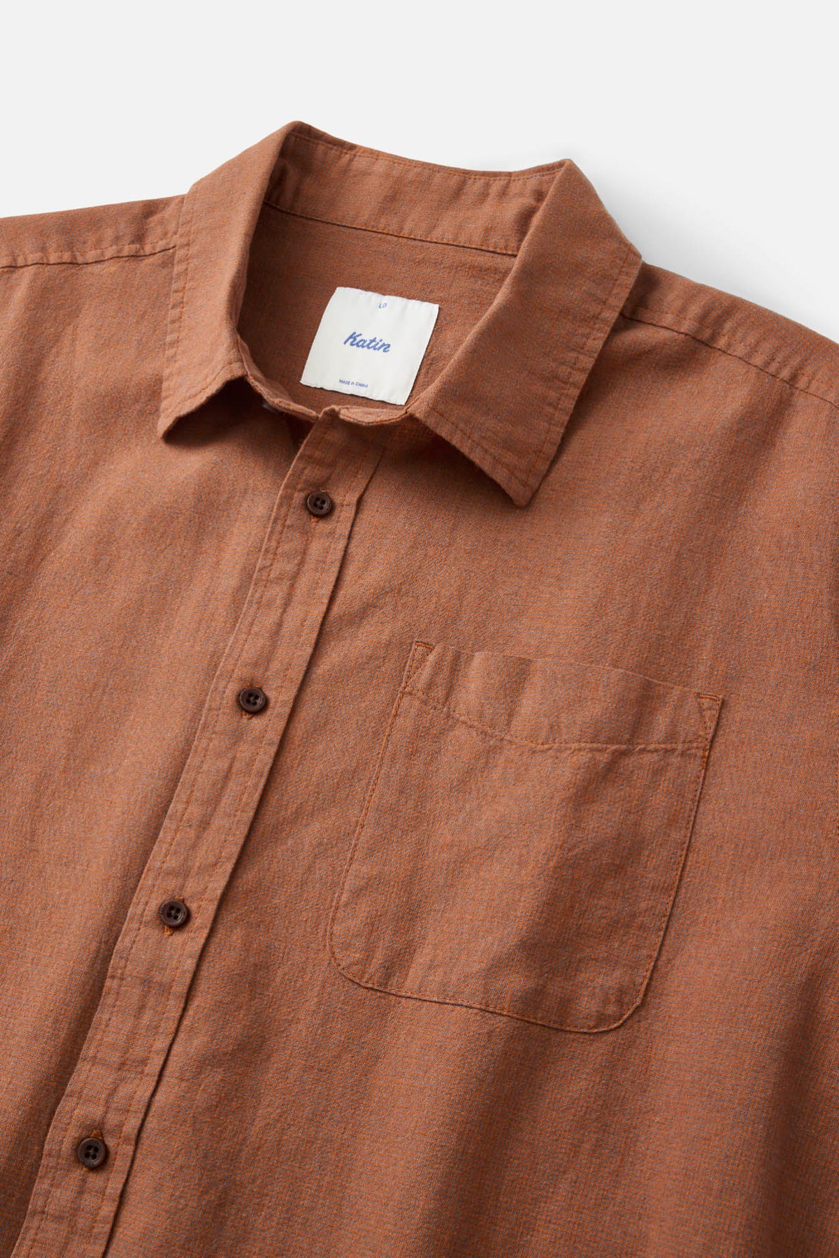 Katin Clyde Shirt in Rust - detail view