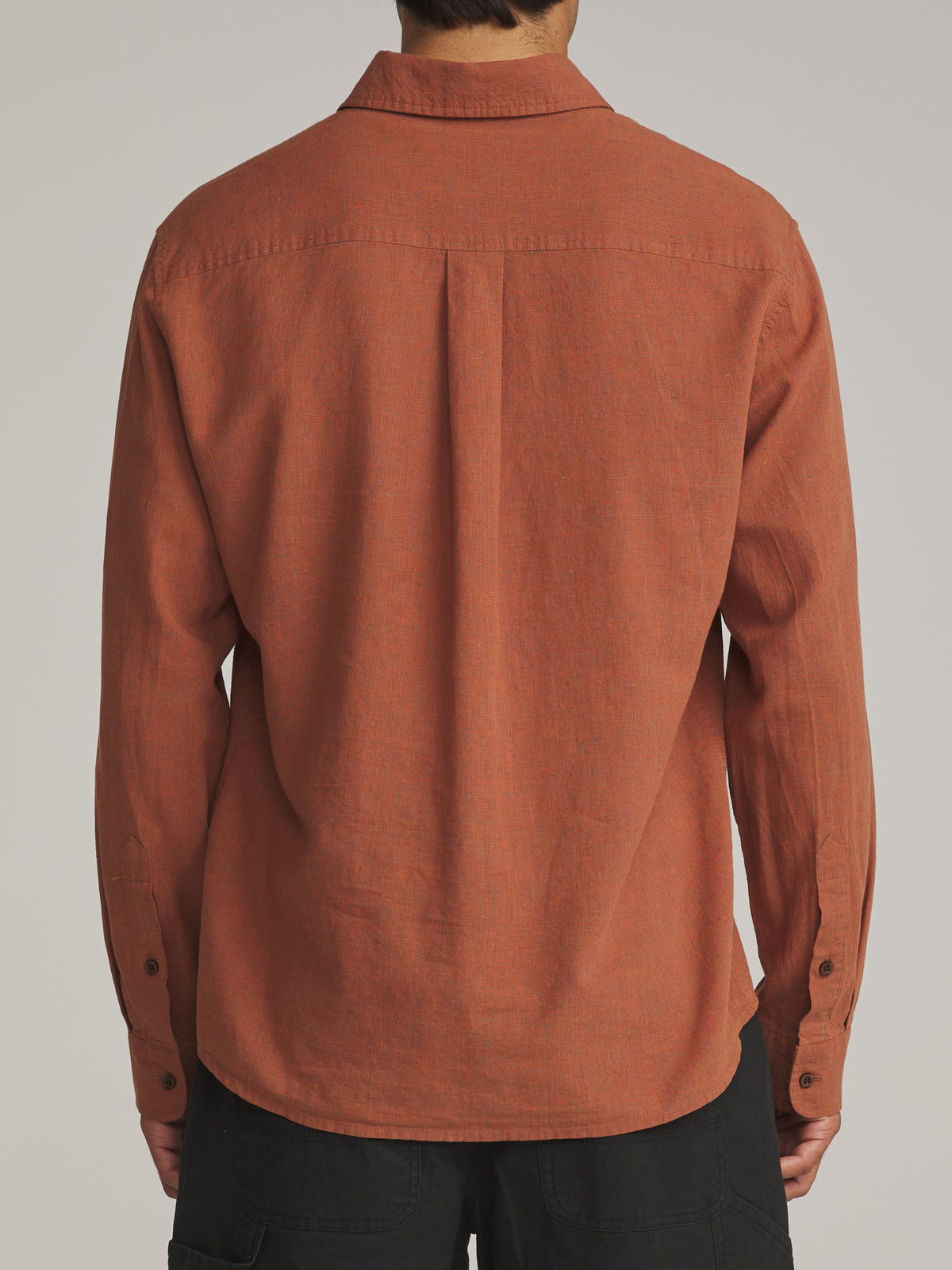 Katin Clyde Shirt in Rust - worn on model, back