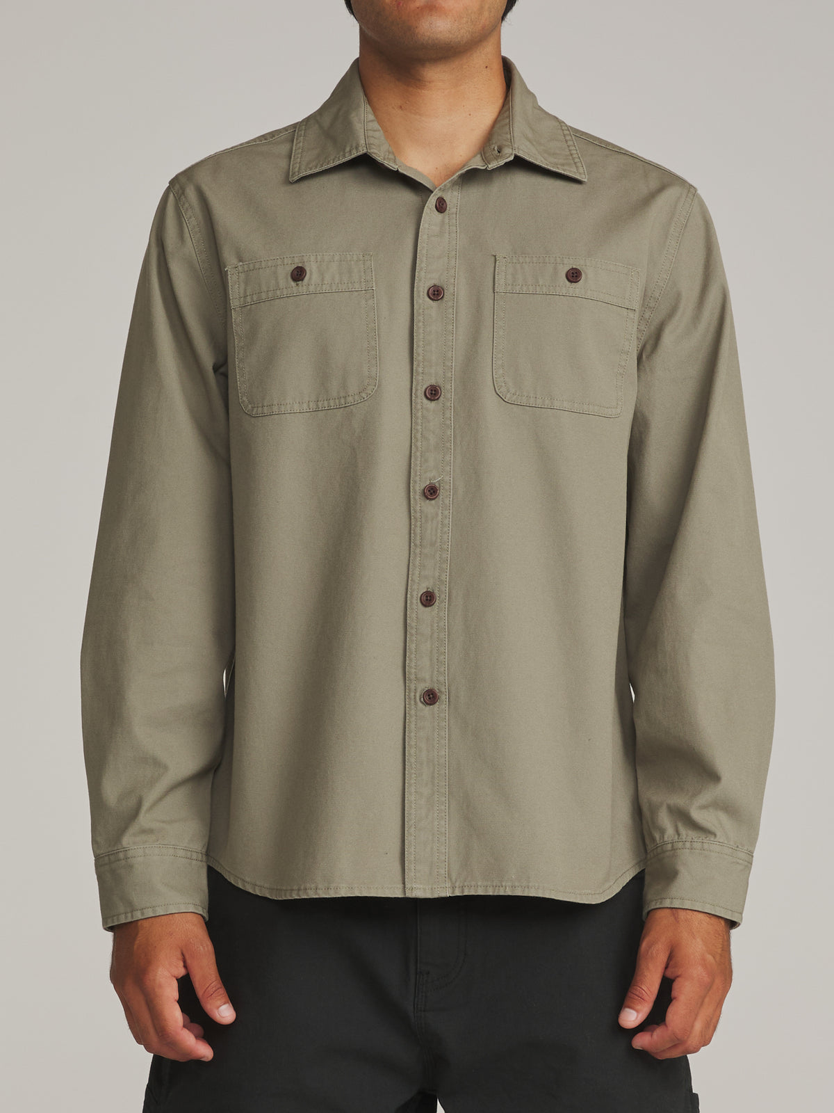 Katin Coast Cpo Shirt in Light Olive - worn on model, front