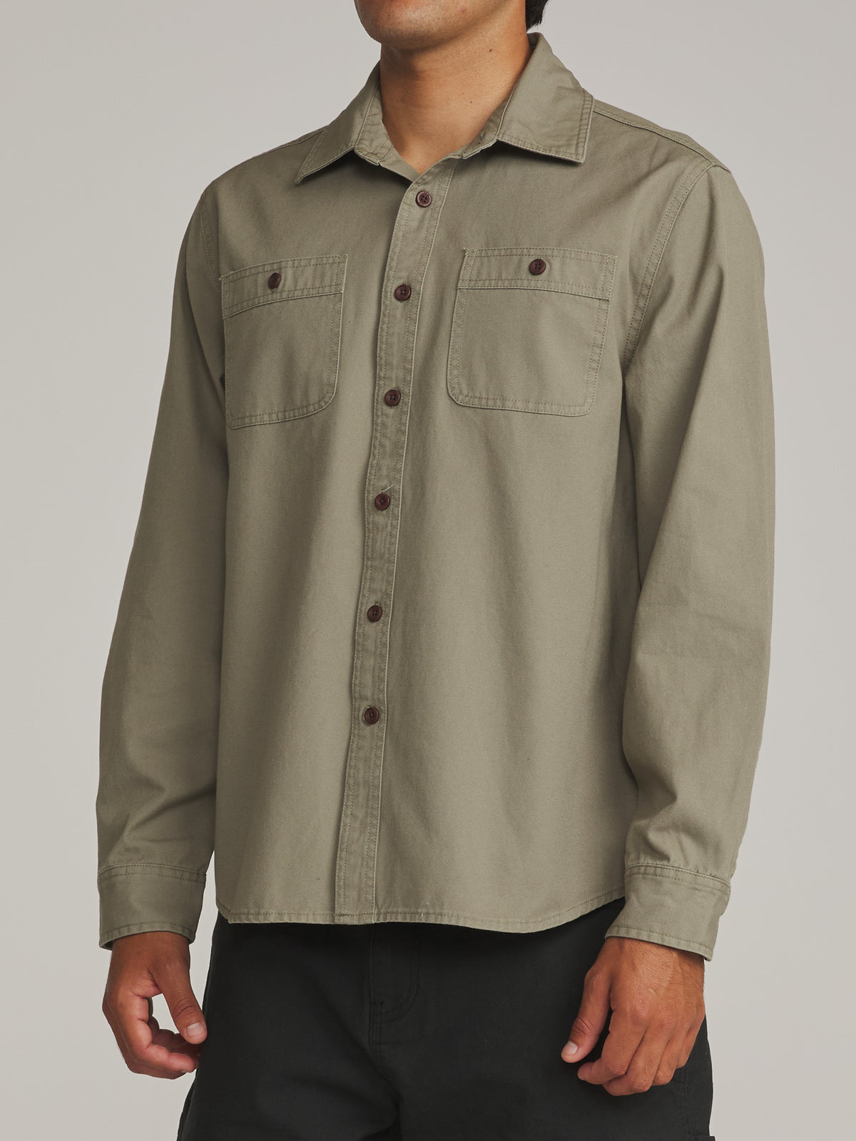 Katin Coast Cpo Shirt in Light Olive - worn on model, side