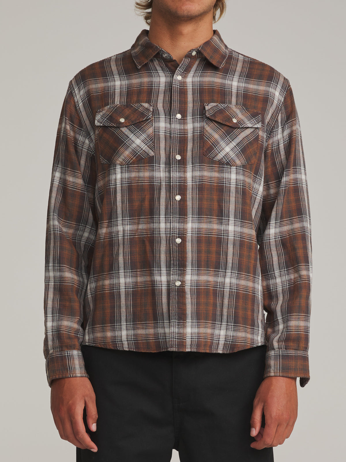 Katin Darren Shirt in Brown - worn on model, front