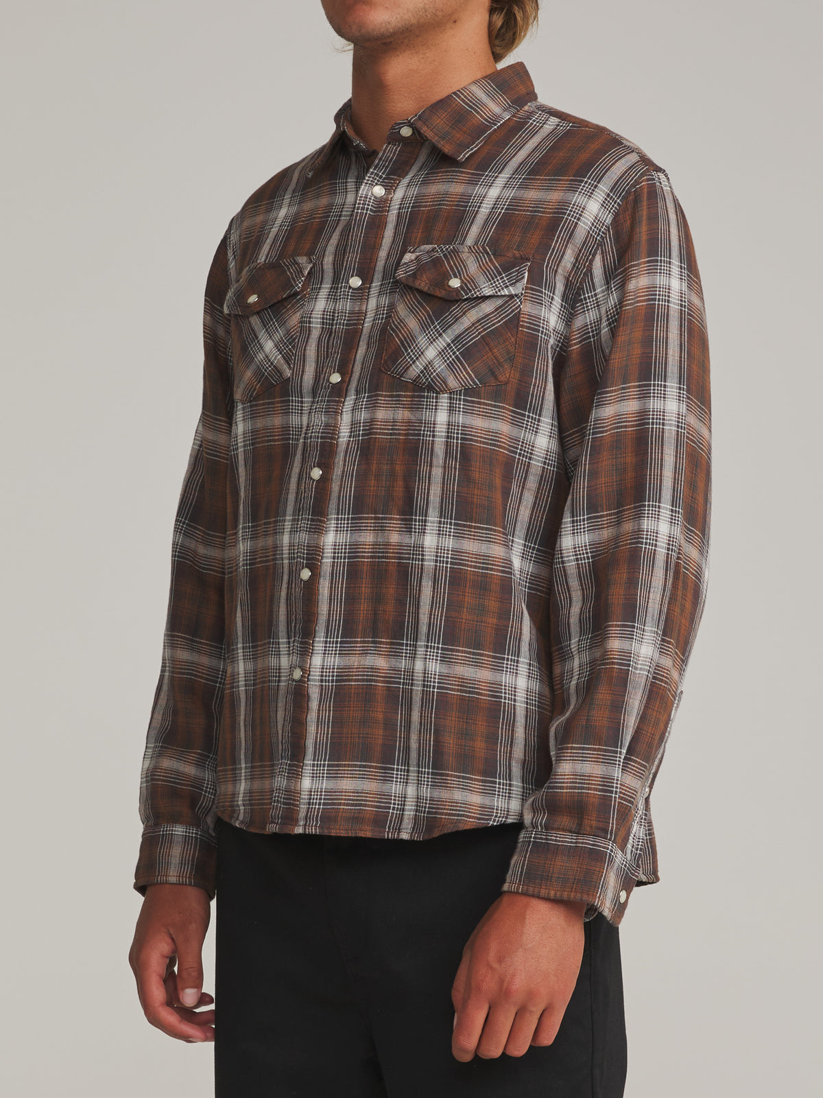 Katin Darren Shirt in Brown - worn on model, side