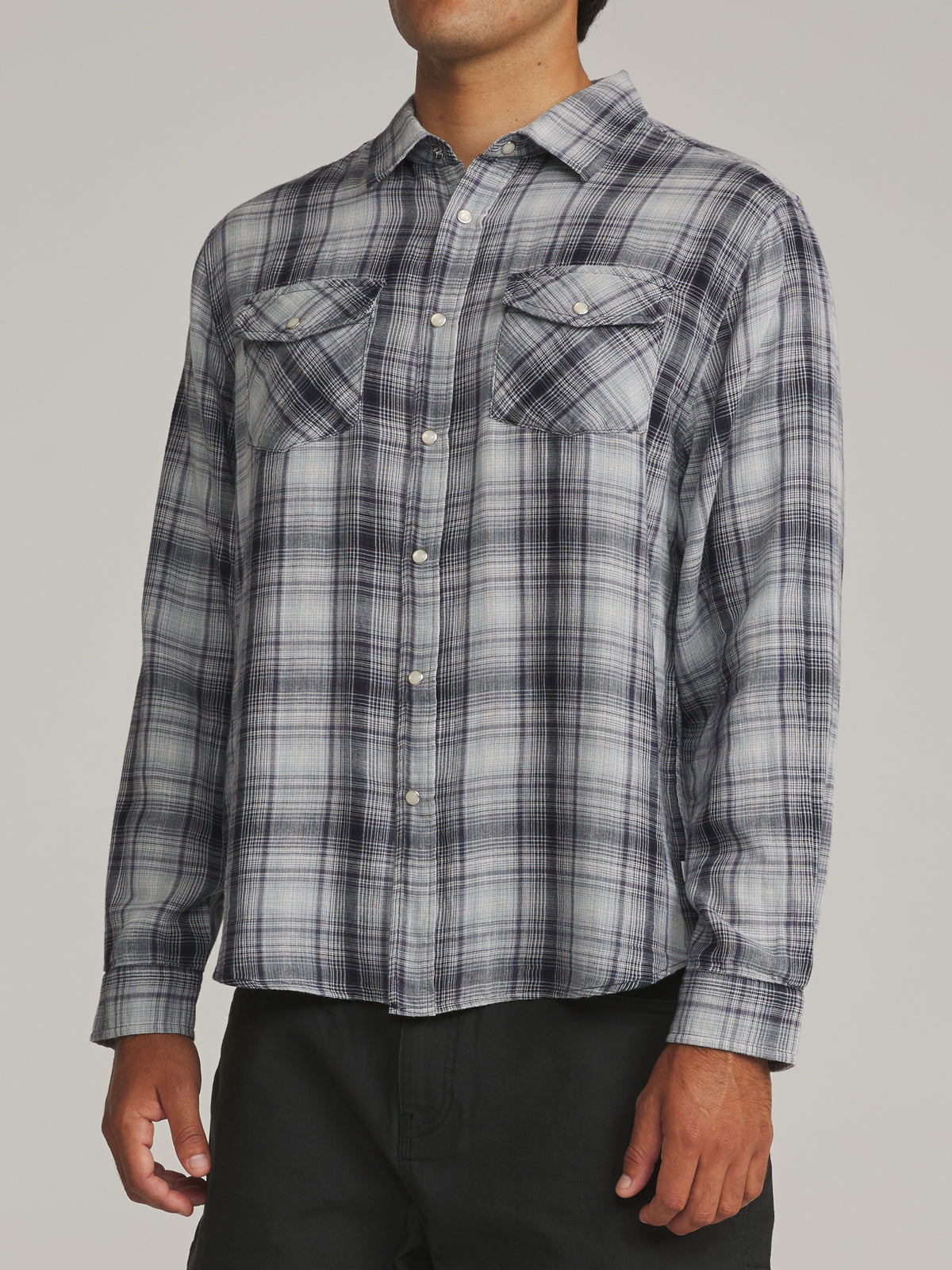 Katin Darren Shirt in Washed Blue - worn on model, side