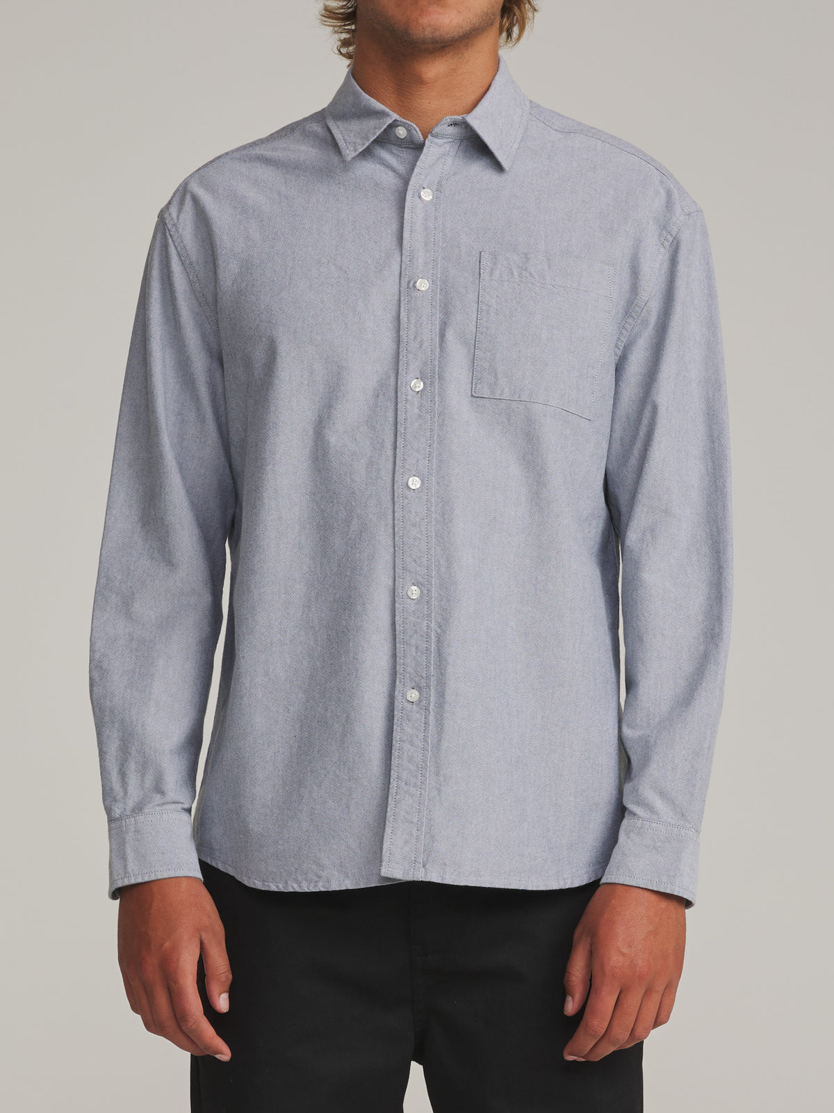 Katin Ford Ls Shirt in Black - worn on model, front