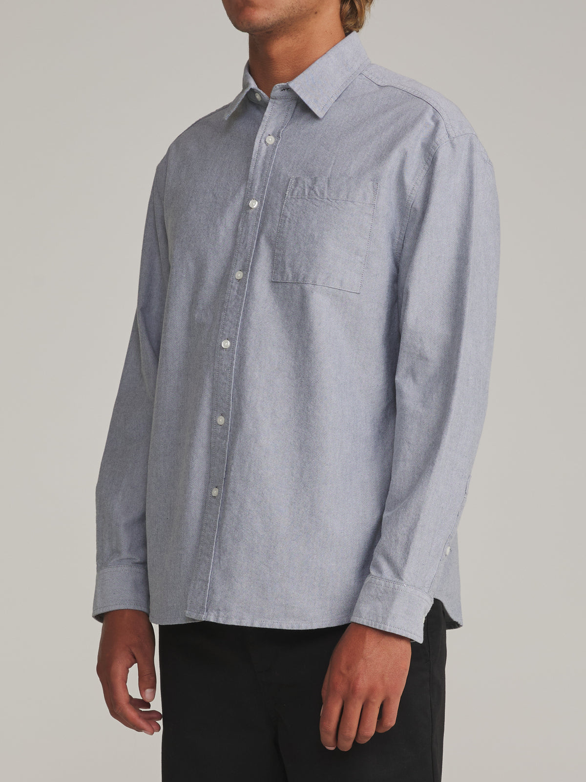Katin Ford Ls Shirt in Black - worn on model, side