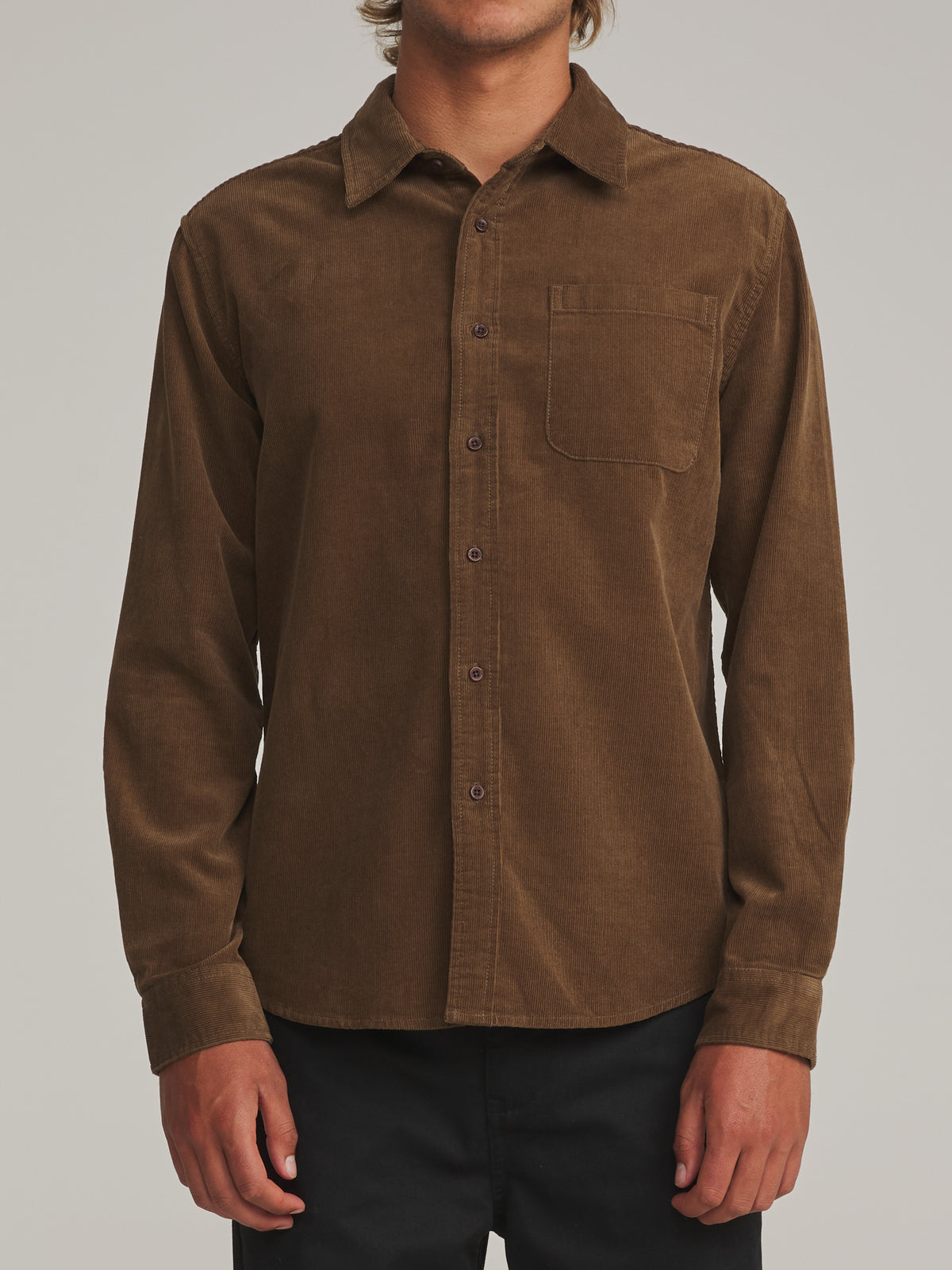 Katin Granada Shirt in Brown - worn on model, front