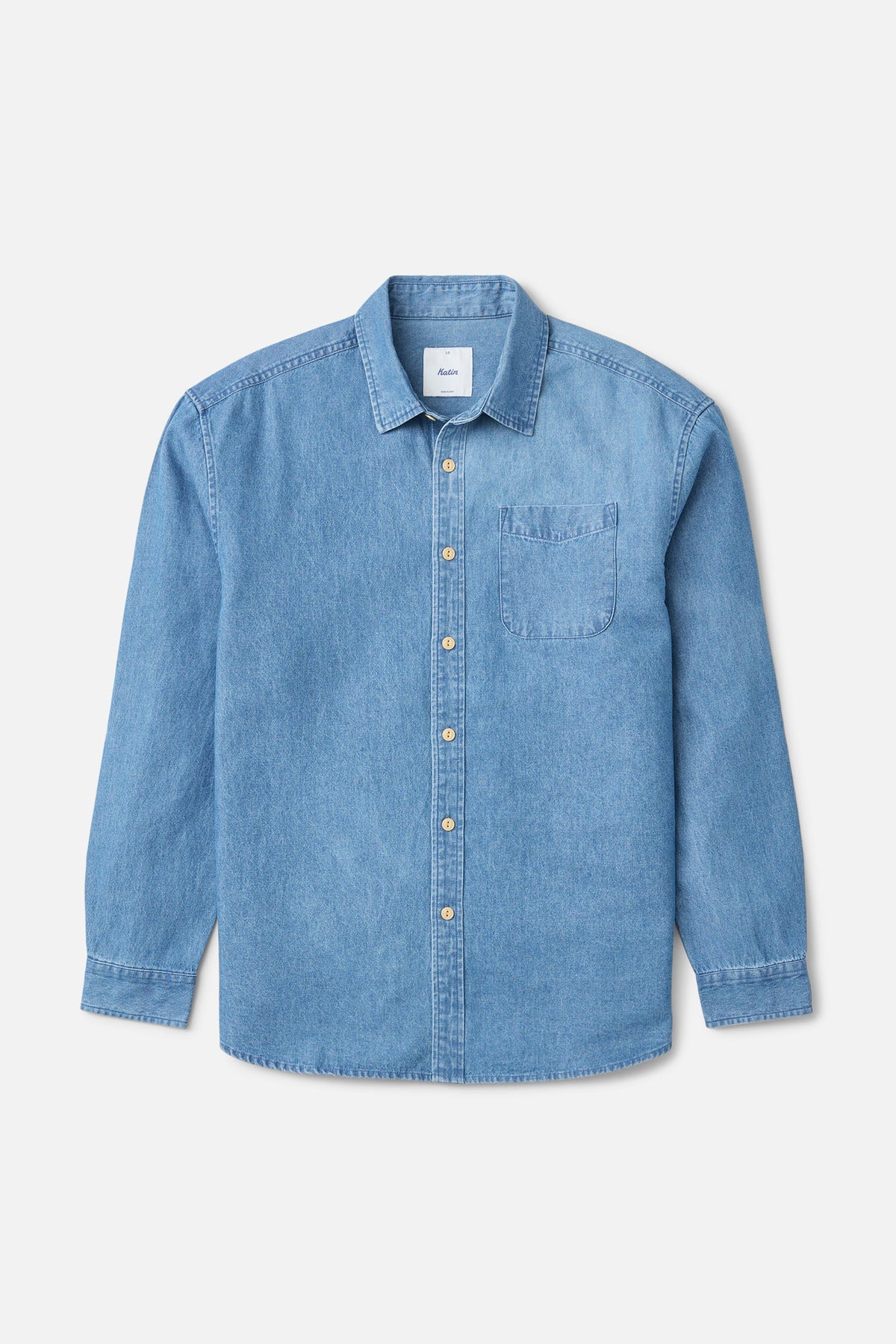 Katin Henry Denim Shirt in Medium Indigo - front view