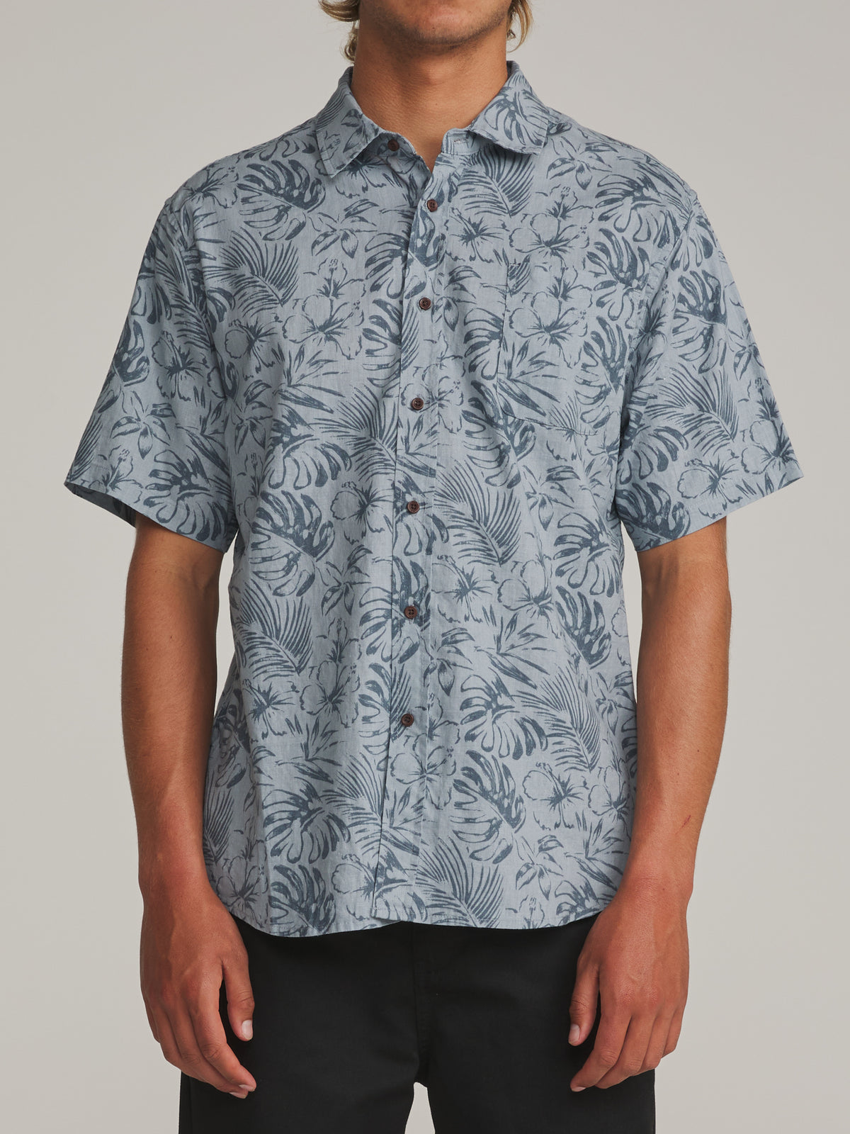 Katin Moco Shirt in Gray Blue - worn on model, front