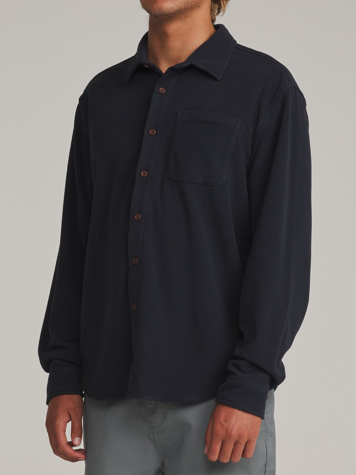 Katin Roland Shirt in Navy - worn on model, side
