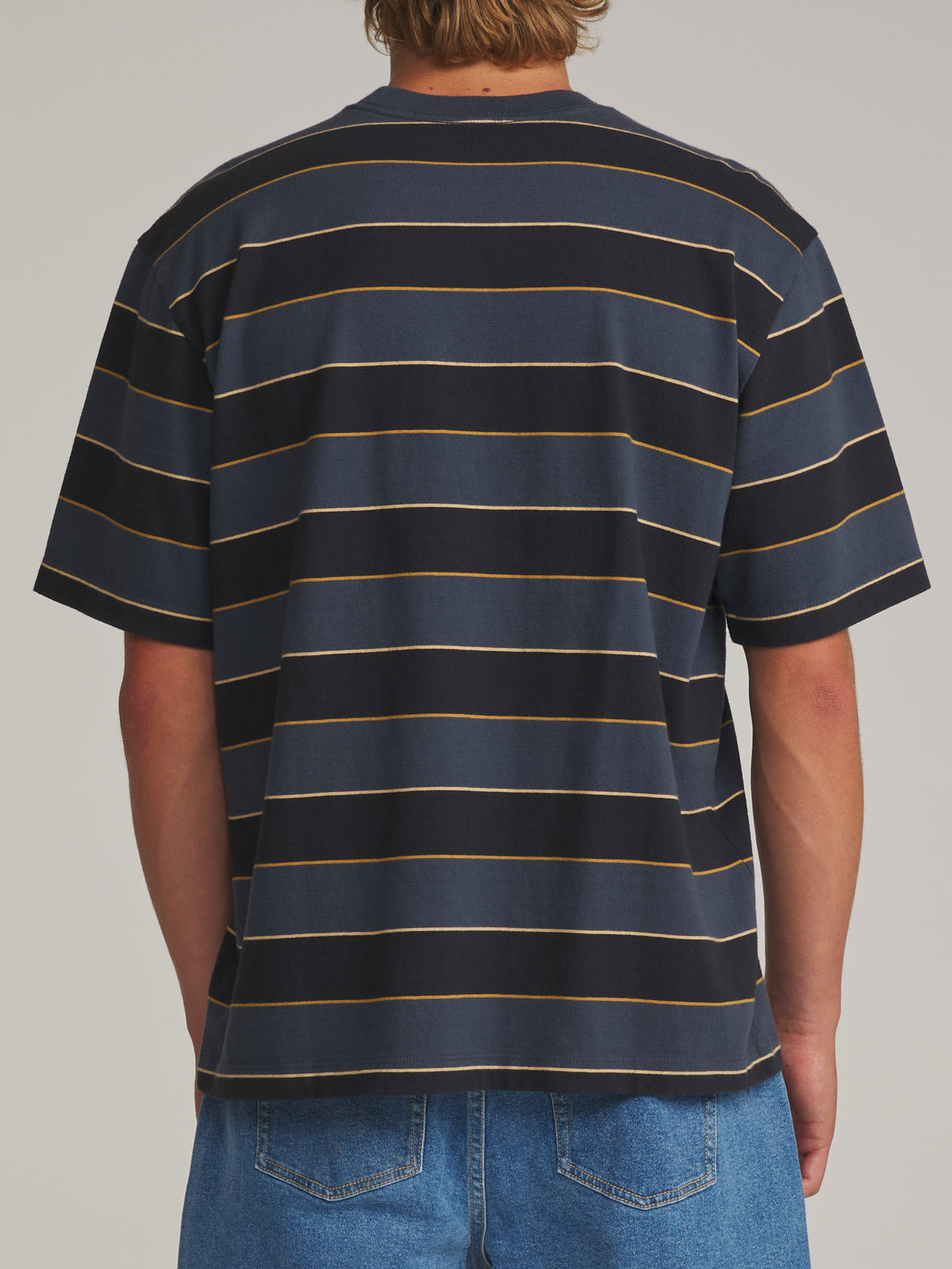 Katin Chip Box Fit Tee in Washed Blue - worn on model, back