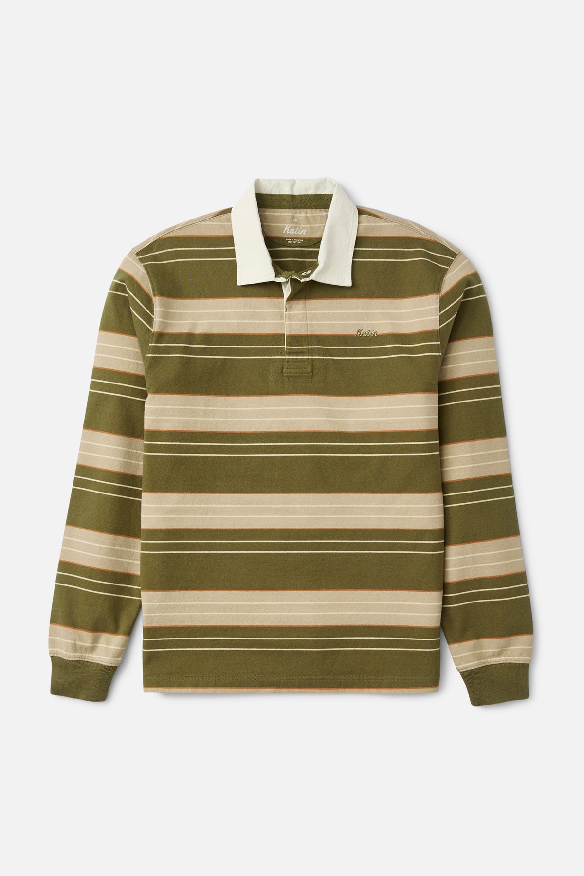 Katin Greg LS Rugby Polo in Olive - front view