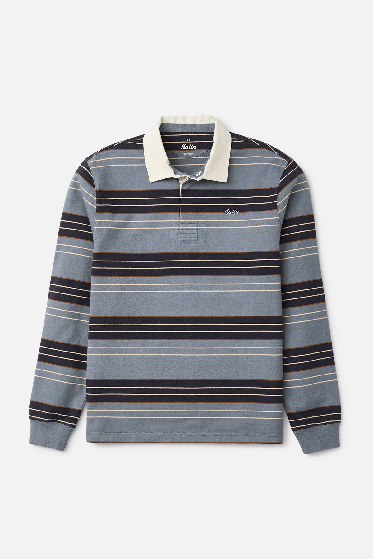 Katin Greg LS Rugby Polo in Storm Blue - front view