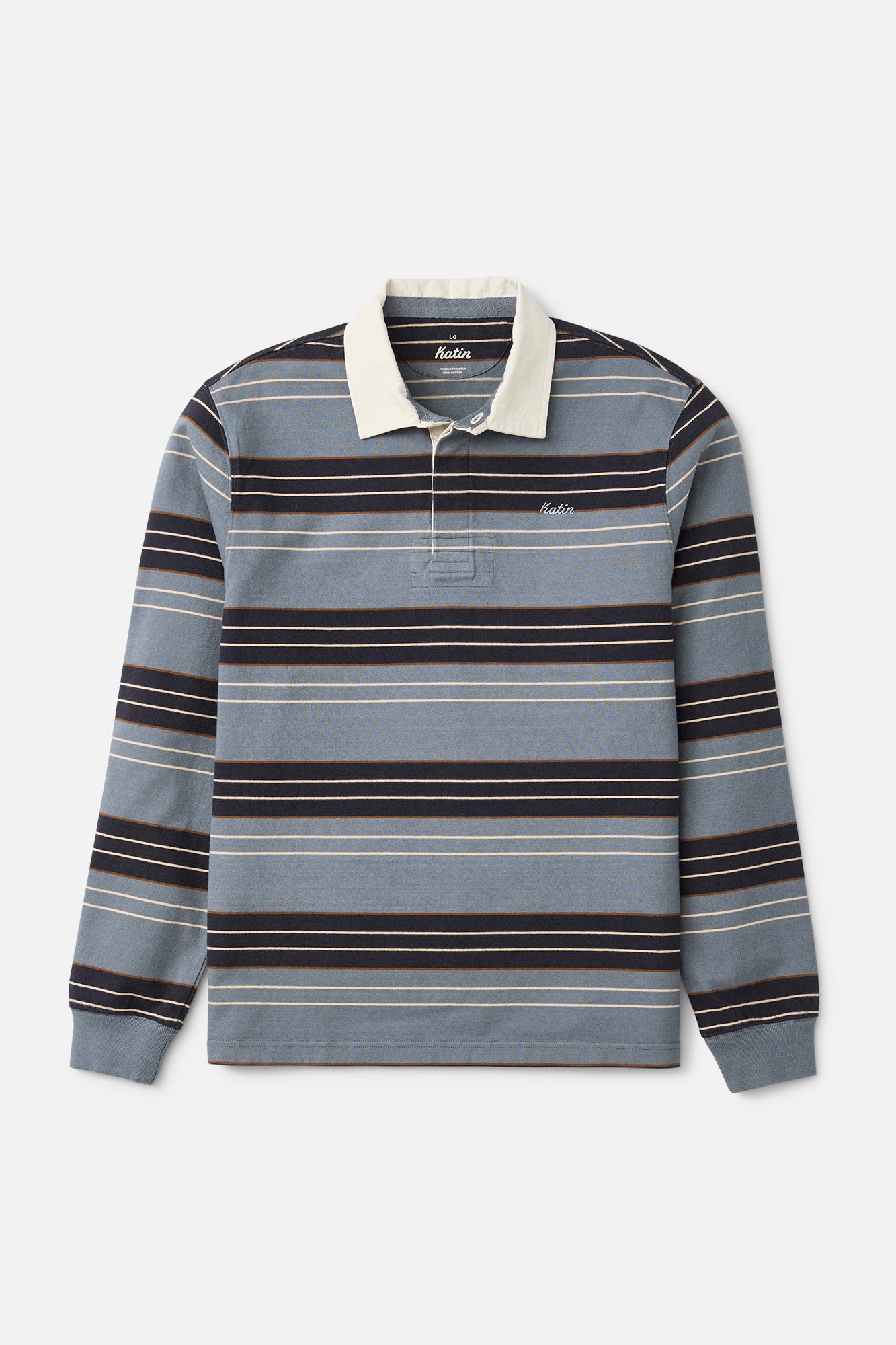 Katin Greg LS Rugby Polo in Storm Blue - front view
