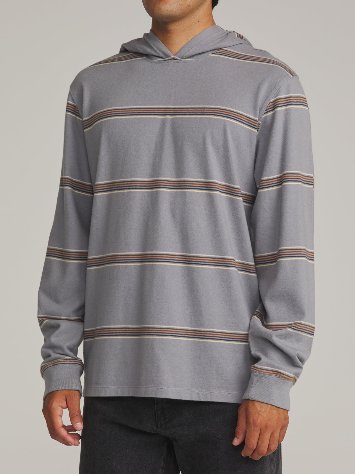 Katin Morris Hide Pullover in Storm Blue - worn on model, side
