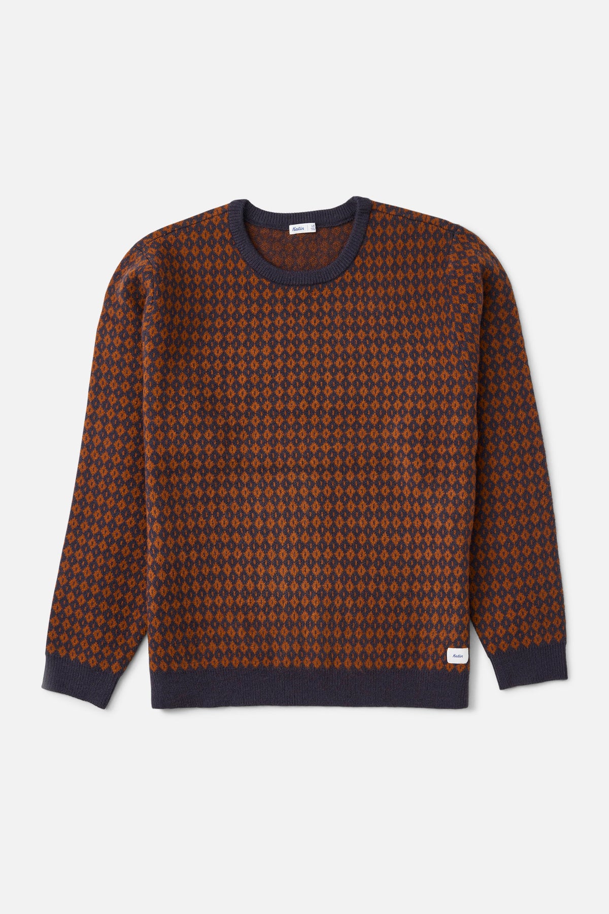 Katin Check Sweater in Rust/Navy - front view
