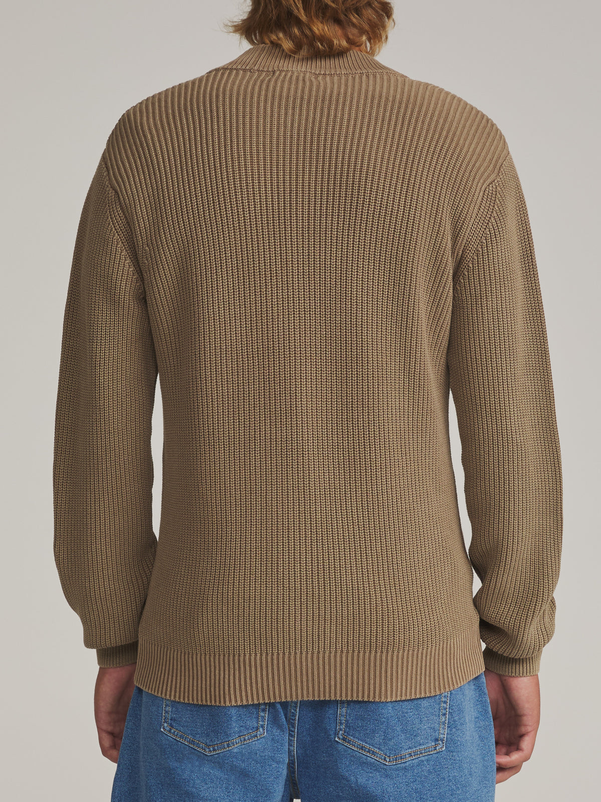 Katin Gallant Cardigan Sweater in Light Brown - worn on model, back