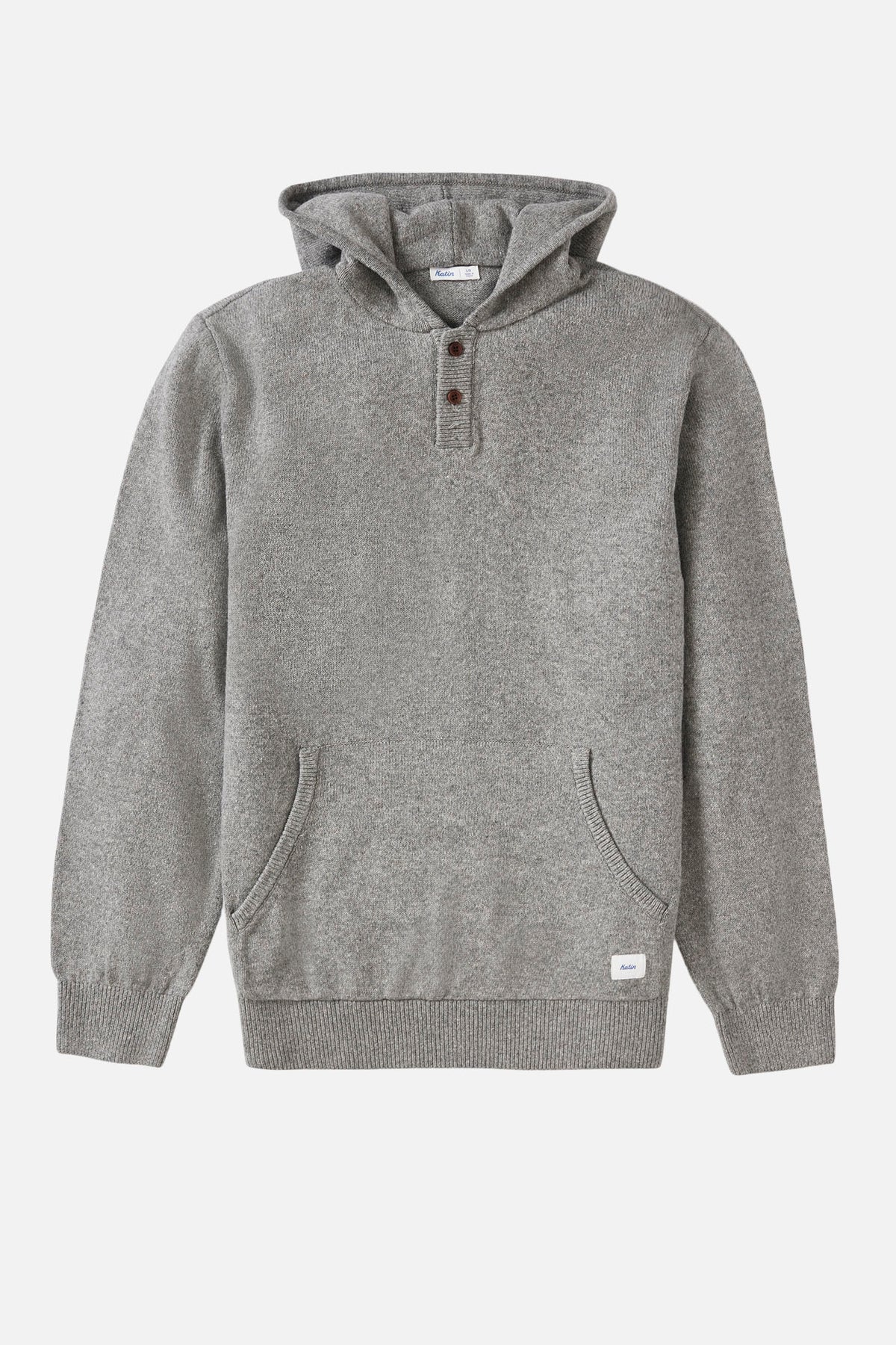 Katin Hayes Hooded Henley Sweater in Heather Gray - front view