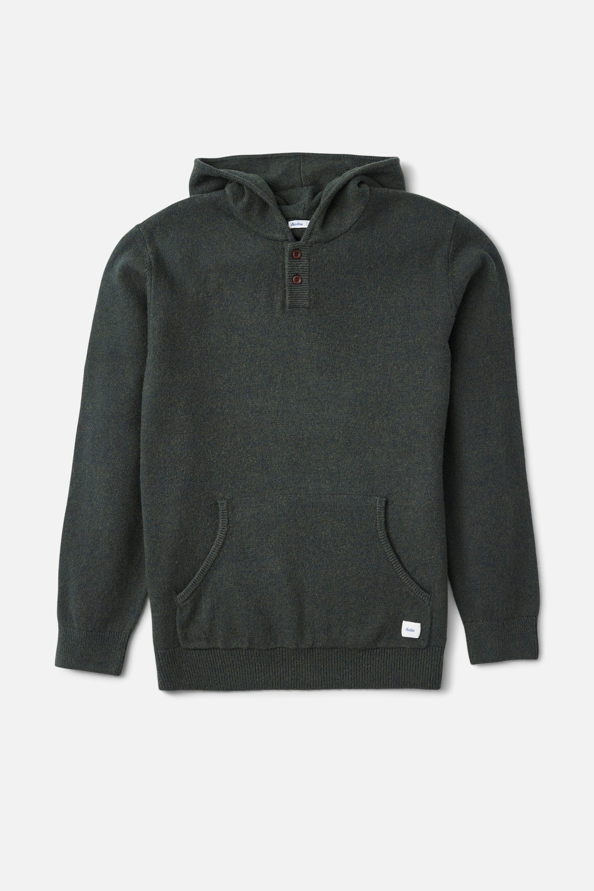 Katin Hayes Hooded Henley Sweater in Heather Green - front view