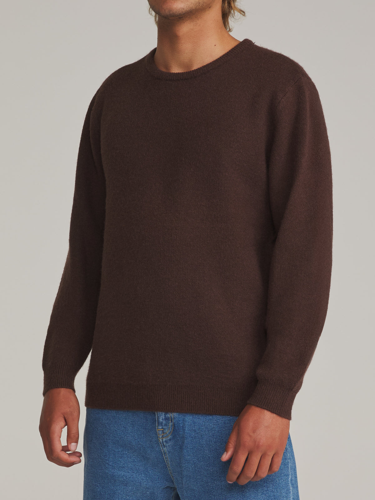 Katin Rivers Sweater in Brown - worn on model, side